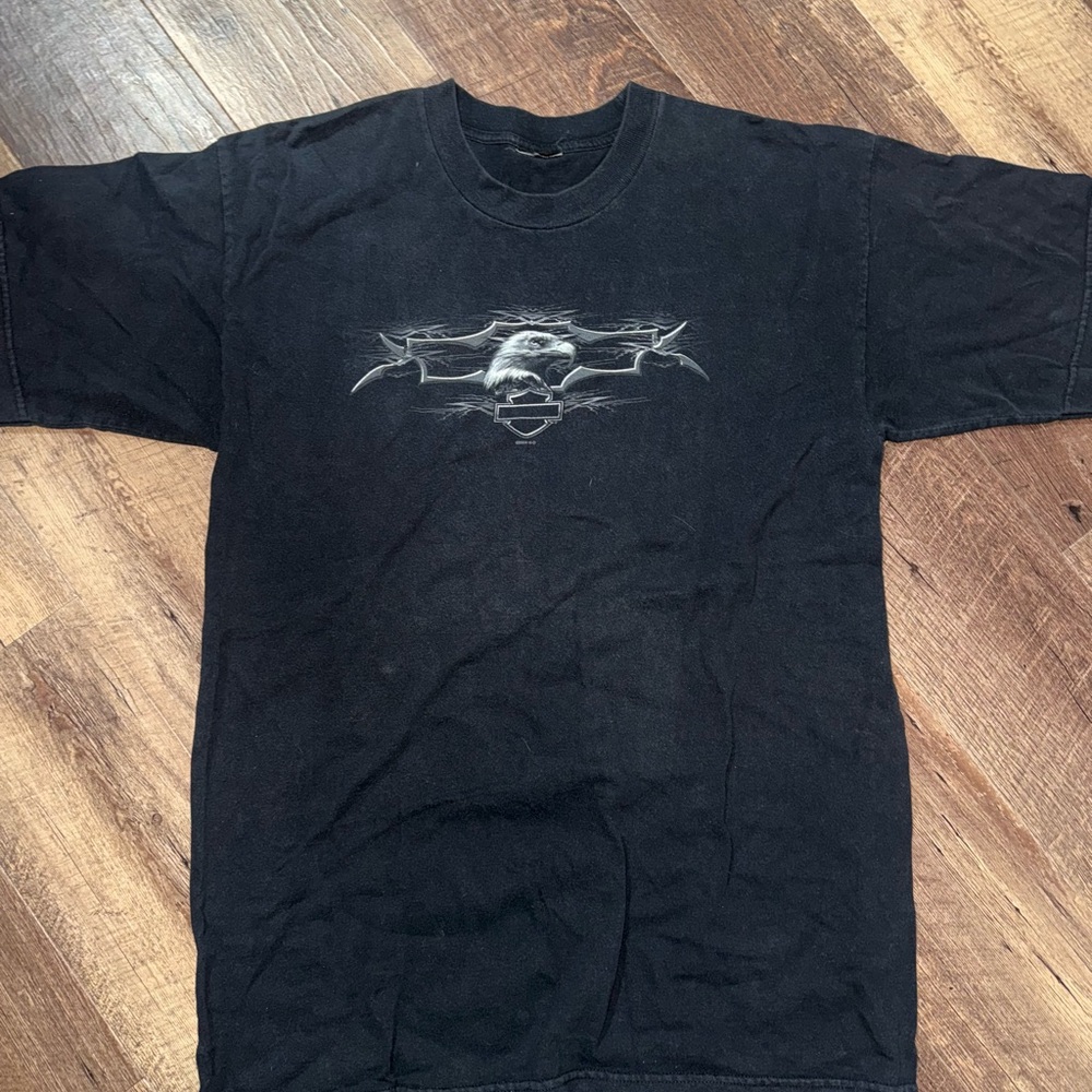Harley-Davidson Black Short-Sleeve Tee with Gray Eagle Graphic